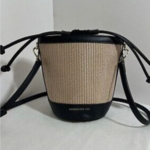 Expressions NYC, Black & Straw Shoulder Bag